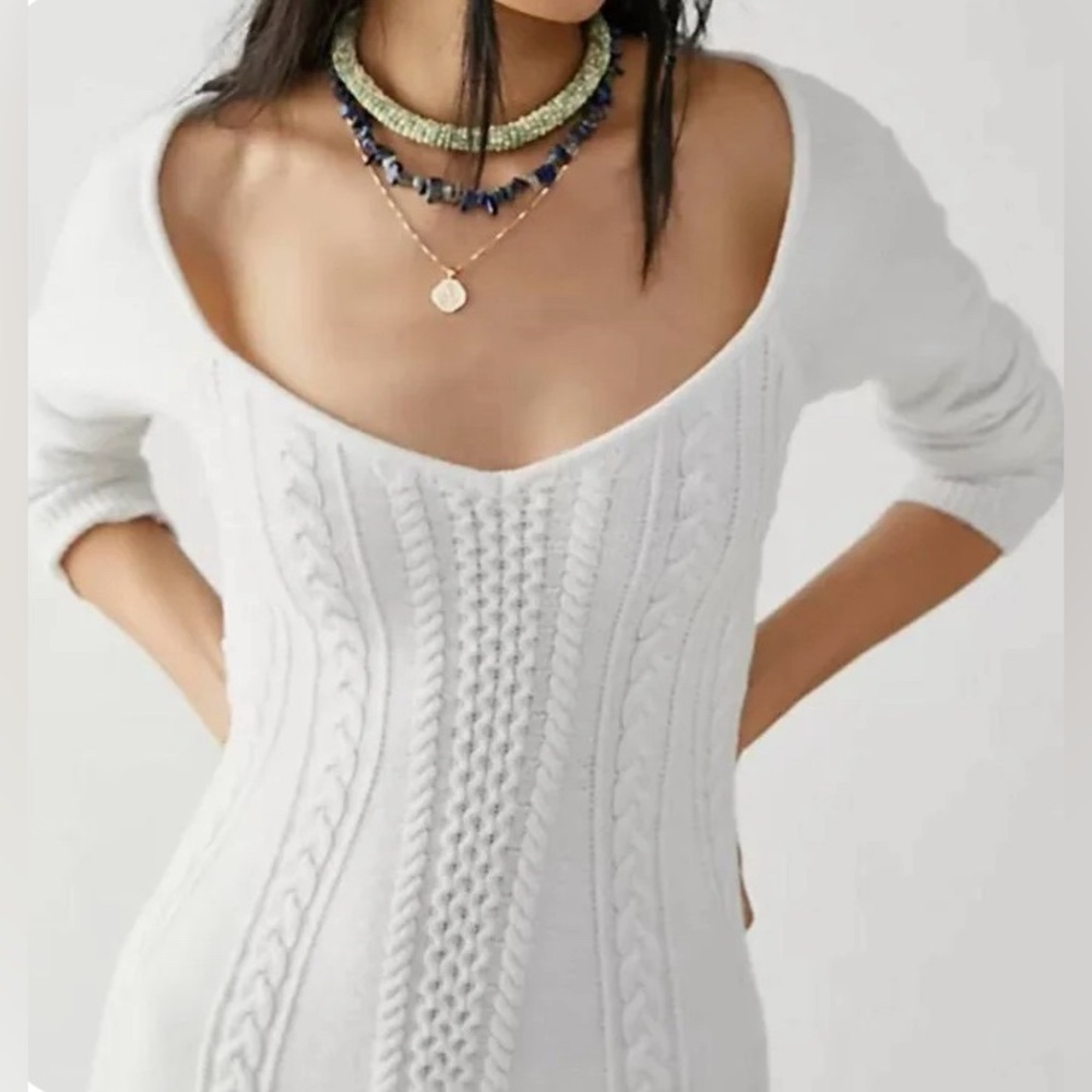 Free People White Knit Mini Dress - Picture 7 of 9